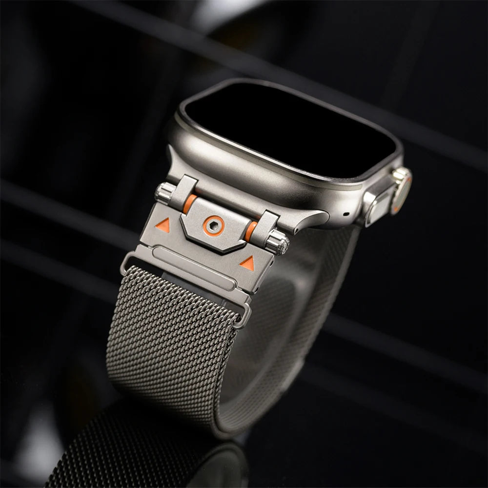Metallic Milanese mesh strap