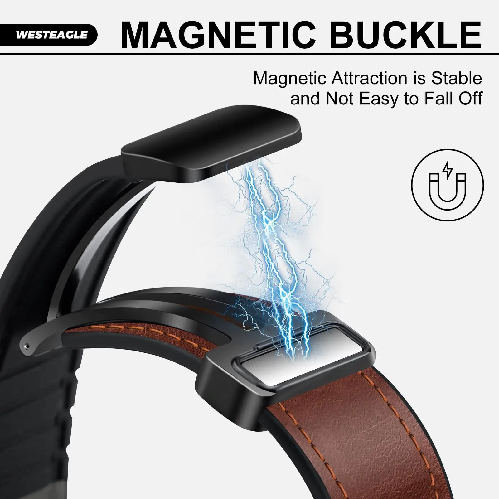 Magnet-Lock Leather Strap