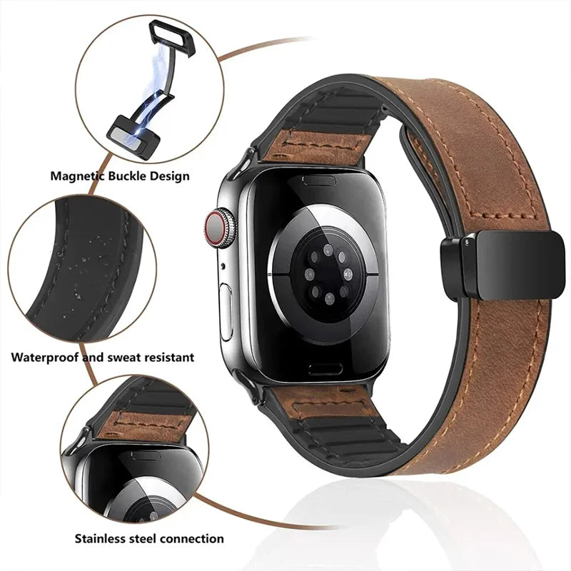 Sleek Leather Magnetic Band